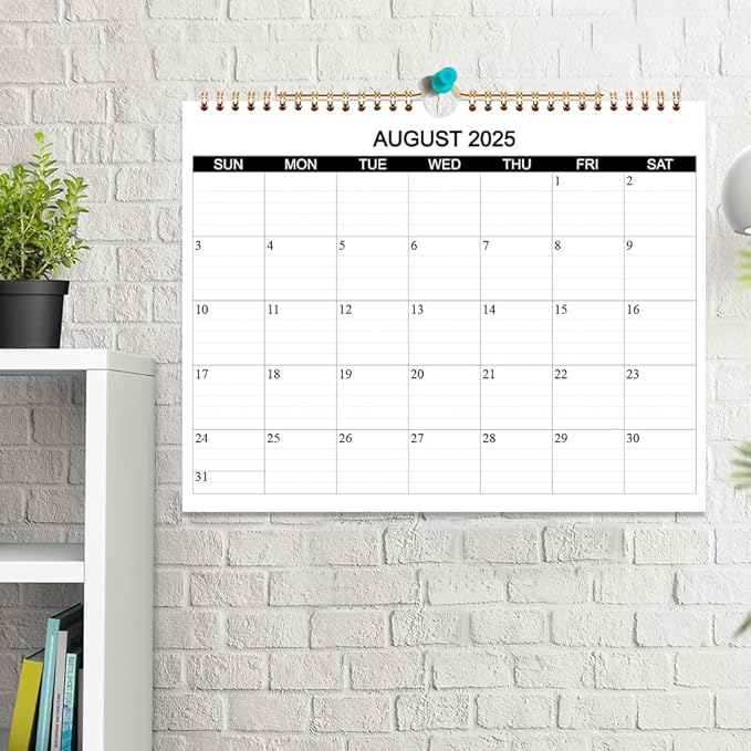 Calendar 2025-2026 - Wall Calendar 2025-26 Runs from August 2025 to December 2026, 17 Months Calendar with Thick Paper for Planning at Home or Office, 8.5 x 11 Inch, Black