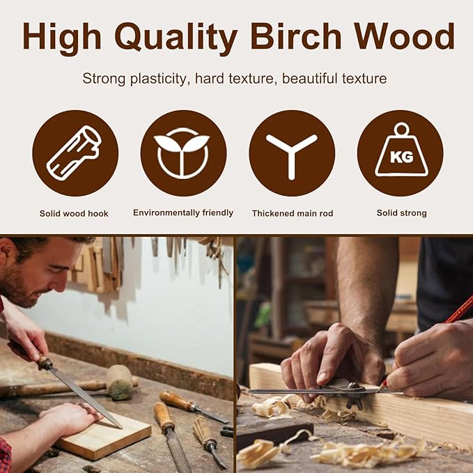 Solid Wood Coat Stand, Freestanding with Stable Base, 70" Birch Coat Tree Organizer for Home, Bedroom, Office, Hallway & Entryway with 11 Hooks