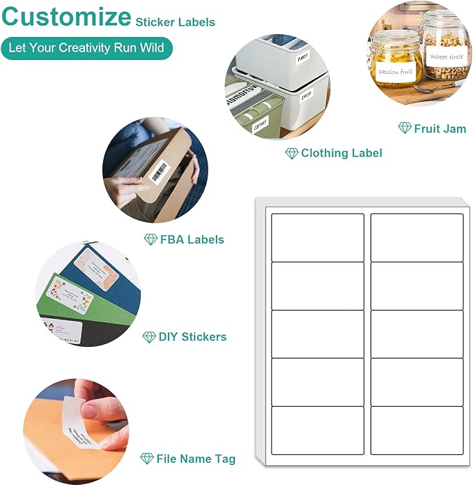 MFLABEL 2x4 Shipping Address Labels - 250 Count, 25 Sheets for Printer - 10-UP Internet Mailing Stickers, 2" x 4" FBA Labels for Laser/Inkjet Printer
