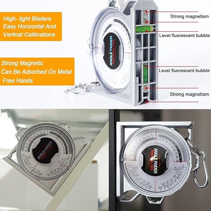 Angle Finder Inclinometer Protractor Magnetic Angle Finder Angle Measuring Tool Tilt Level Meter Slope Locator Angle Measurement Engineering Clinometer Angle Meter Gauge for Household Industrial Use