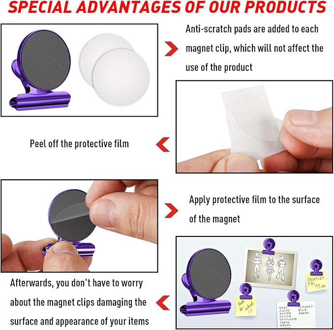 FINDMAG 20Pack Colorful Fridge Magnets, Refrigerator Metal Magnets Clips, Strong Magnetic Clip for Fridge, Scratch Free Clip Magnets for Whiteboard, Office, Classrooms, Cruise Cabins, Kitchen