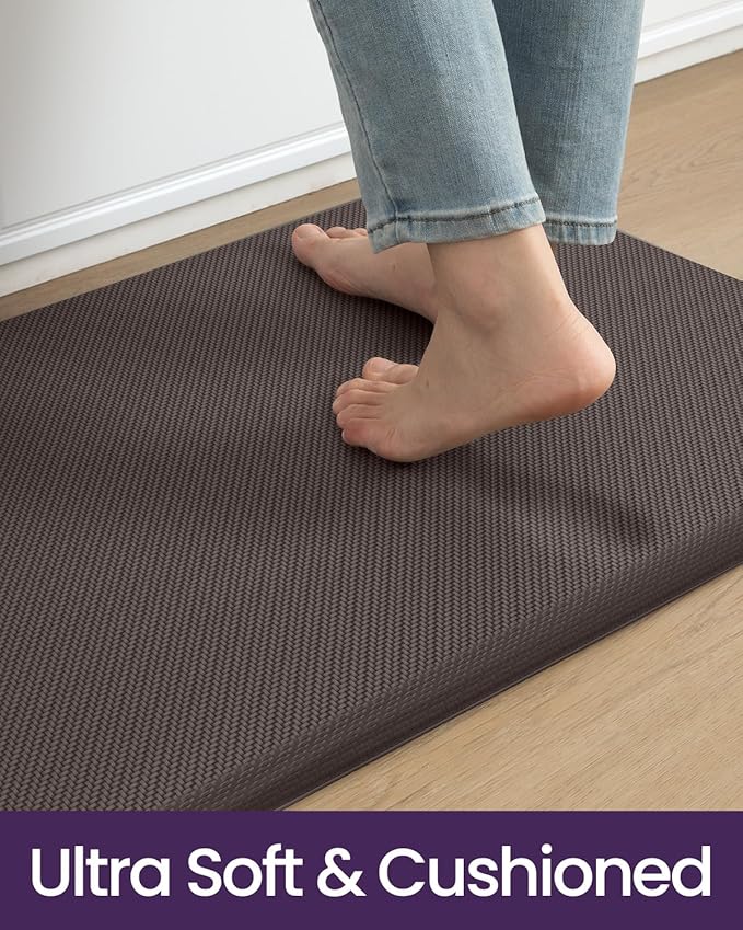 DEXI Kitchen Mat Cushioned Anti Fatigue, Non Slip Waterproof Comfort Standing Floor Rug for Kitchen, Office, Sink, Laundry, 48x20, Brown