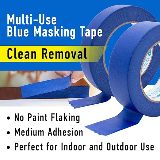 ABRO 24 Pack Blue Painters Tape 2 Inch Wide, 48mm x 55M, All Purpose Blue Tape Temporary Labeling, Easy Tear, Clean Removal, Masking Tape