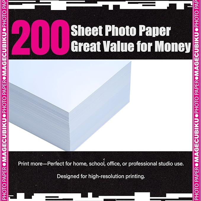 Glossy Photo Paper 4x6 Inches,200 Sheets 70 lb/258 gsm Premium Heavyweight Photographic Paper for Inkjet Printer Instant Dry Professional Postcard Picture Use Dye Ink