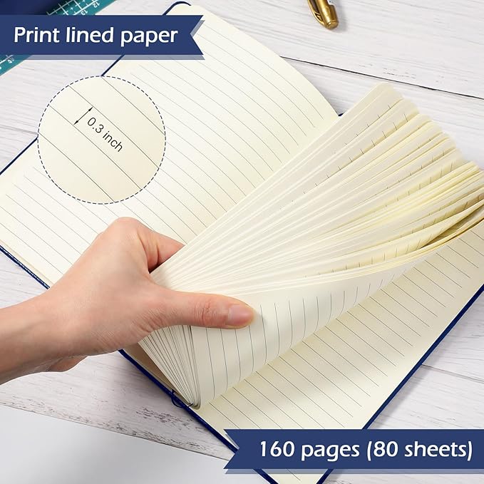 Honoson 20 Pack Lined Journal Notebooks A5 Hardcover Executive Notebook 5.5" x 8.3" PU Leather Wide Ruled Journals Bulk with Elastic Band for Home Business Office School Supplies(Navy)