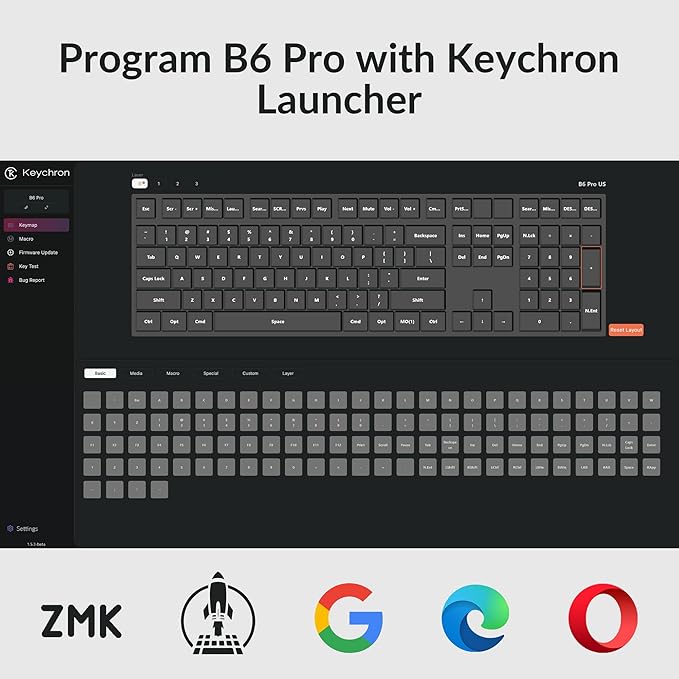 Keychron B6 Pro Ultra-Thin Wireless Keyboard, Full-Size ZMK with Numeric Keypad Quiet Typing, 2.4 GHz/Bluetooth 5.2/Wired Connection Long Battery Life, Compatible with Mac Windows Linux - Ivory White