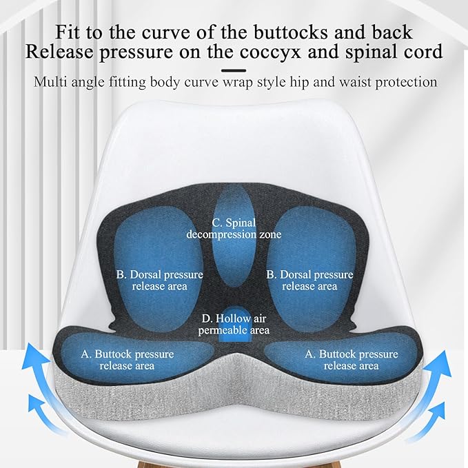 Seat Cushion for Truck Driver, Memory Foam Truck Seat Cushion with Adjustable Strap – Ergonomic Back Support & Sciatica Relief for Long Drives, Semi Truck Accessories