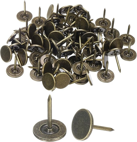 uxcell 100Pcs Upholstery Tacks, 11mmx15mm Flat Head Thumb Tack Decorative Furniture Nails Push Pins for Furniture Sofa Headboards, Bronze