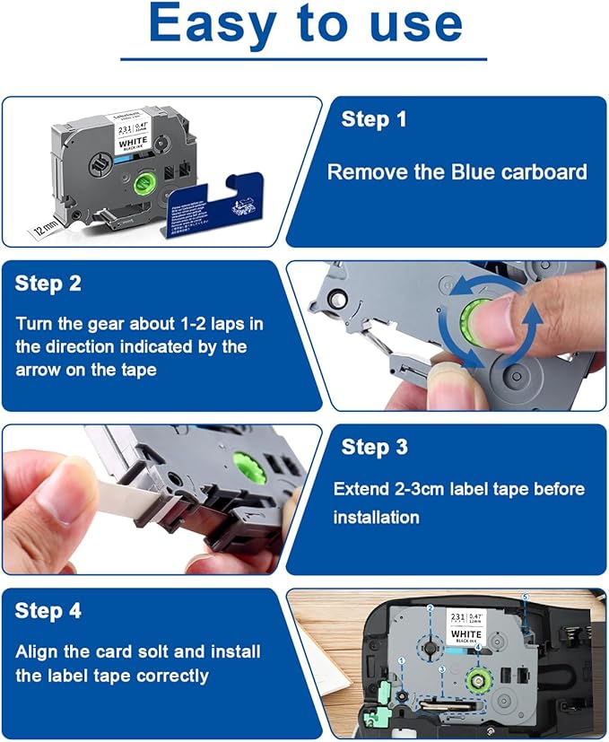 9mm 0.35 Inch Laminated White on Black Compatible with P Touch Label Tape TZ TZe-325 TZe325 Refills for Ptouch PT-H110 D200 D210 D220 D400 D610BT H103W Label Maker, 3-Pack
