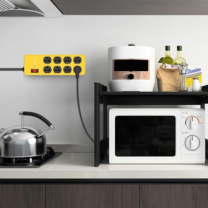 Wall Mount Power Strip,8 Outlet Heavy Duty Power Strip with 2700 Joules Surge,15Amp Metal Mountable Surge Protector for Home,Office,Garage & Workshop,14AWG Extension Cord