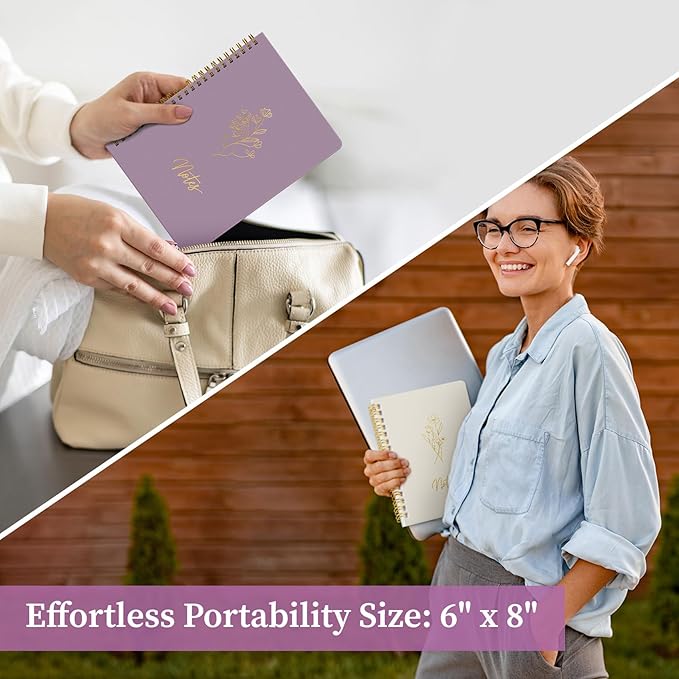 Taja Aesthetic Set of 3 Spiral Notebook for Work, A5 Cute Pretty Lined Journal for Women & Writing, College Ruled Journaling Notebooks, Perfect for School & Office Supplies - Serene Pastel