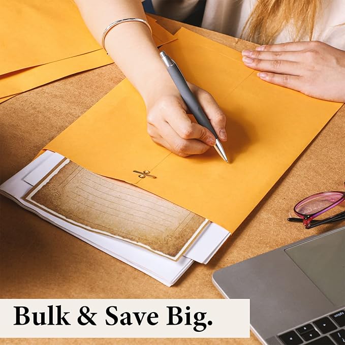 Ctosree 300 Pcs Manilla Envelopes Clasp Envelopes Bulk Brown Kraft Catalog Letter with Clasp Closure and Gummed Seal 28lb Heavyweight Paper (10 x 13 Inch)