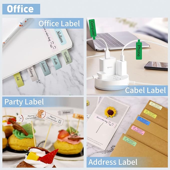 LMASBLTER D110M Label Maker Machine with Tape Portable Bluetooth Sticker Label Printer with Different Fonts Easy to Use Ideal for Home Office Organization Small Business Supplies USB Rechargeable