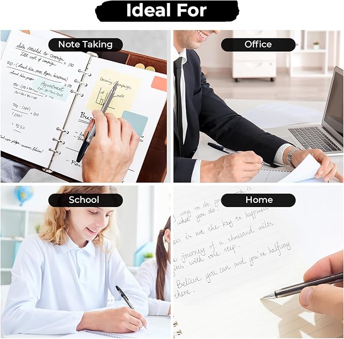 M&G Ballpoint Pens, Black Ink Ballpoint Pens Fine Point 0.7mm, Ball Point Pens Bulk Smooth Writing with Anti-Slip Grip & Plug-In Cover for Journaling Office Supplies School Women Men (40 Pack)