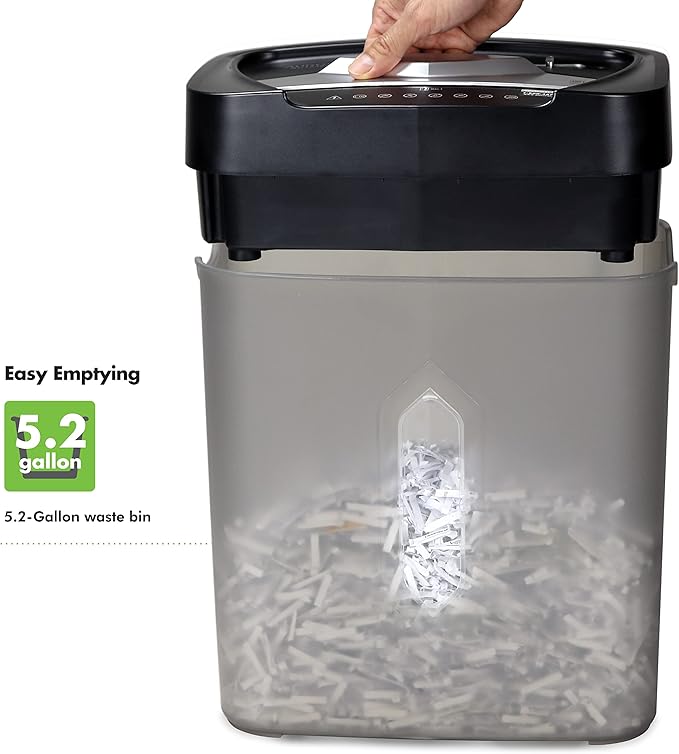 Aurora AU1232XB Anti-Jam 12-Sheet Crosscut Paper/Credit Card Shredder with 5.2-Gallon Wastebasket (Black/Semi Translucent Gray)