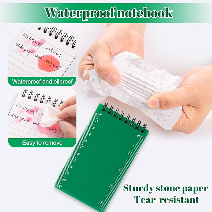 6 Pack Waterproof Notepad Pocket Notebook 3x5 All-Weather Small Pocket Notebook Waterproof Police Spiral Notepad Little Memo Notepads for Outdoor Travel Office School