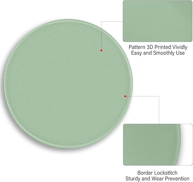 Solid Green Work Mouse Pad, Small Round Mouse Pads for Desk, Mini Travel Mousepad for Wireless Computer Laptop, Office Desk Accessories, 8.6 x 8.6 inch