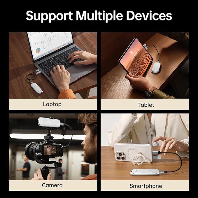 PHIXERO P10PRO External NVMe SSD 1TB, Up to 1050MB/s, USB 3.2 Gen2, Includes 2-in-1 USB C Cable, Portable Hard Drive for iPhone 15+/Android/Windows/Mac, White