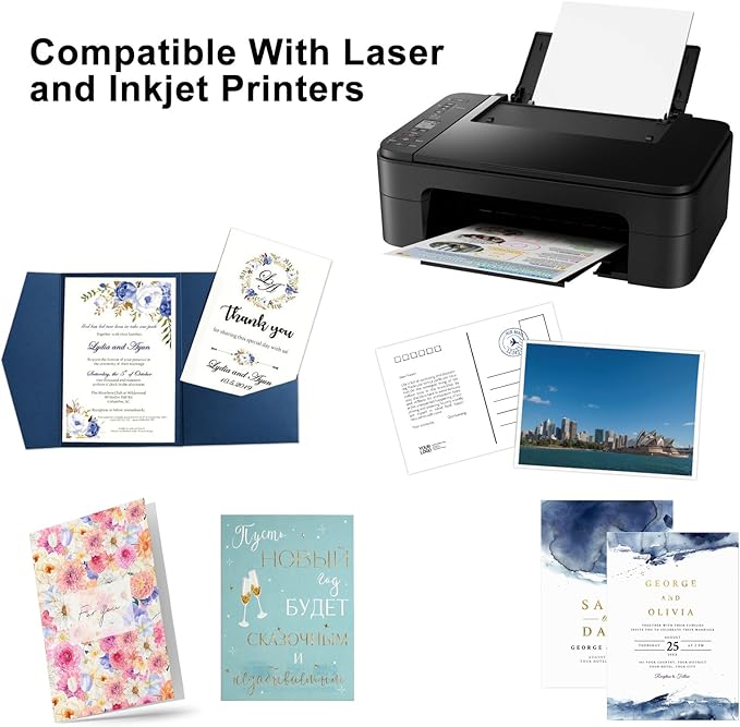 OcePor 100 Sheets Cardstock 5”x 7”,Blank Card Stock 92lb/250gsm, Thick Heavy CardStock Printer Paper for Wedding Invitation, Greeting Cards Making, Postcards, Photos