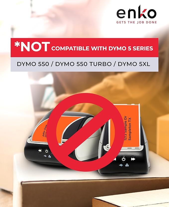 enKo [6 Rolls, 1800 Direct Thermal Labels] Orange Colored Compatible for Dymo 30256 Label (2-5/16 x 4") Use with Dymo, Rollo Thermal Printer as Shipping & Mailing Labels