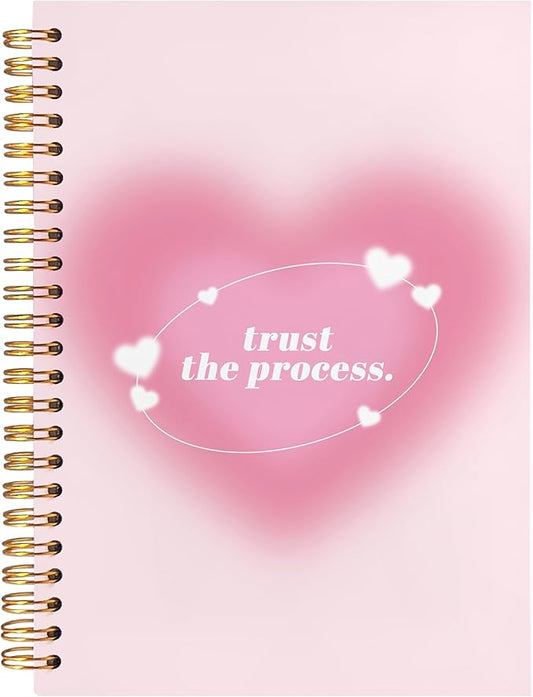 BearCake Trendy Y2K Pink Aura Preppy Notebook Journal, Trust the Process Inspirational Notebooks, Aesthetic Notebooks, Pink Aesthetic Office Supplies, Hardcover Spiral Notebook 5.5x8.3