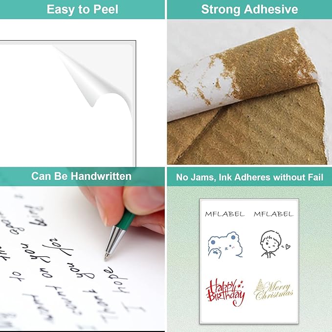 MFLABEL Full Sheet Matte White Labels - 8.5 x 11 Inch for Laser & Inkjet Printers (200 Sheets / 6000 Labels) - Includes Address & Fragile Stickers, Smudge-Proof & Quick Peel