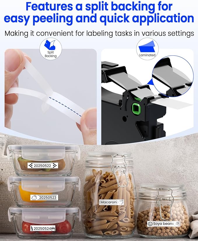 Airmall Replace for Brother Label Maker Tape TZe-231 TZe TZ Tape 12mm 0.47 Inch Laminated White TZe231 Black on White Compatible with Brother P-Touch 1/2" PT-D210 D220 H110 D400 D410 1280, 10-Pack