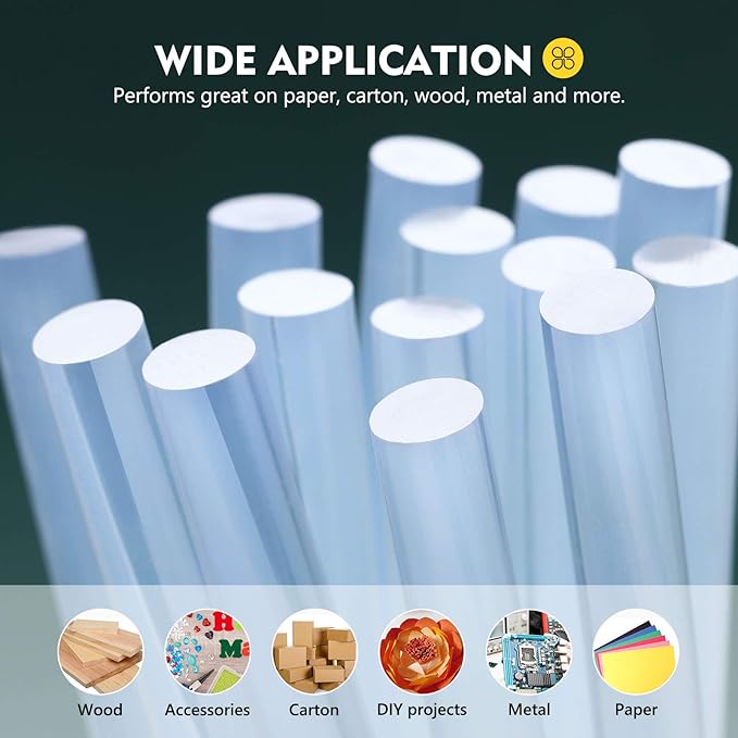 200-Pack Full Size Hot Glue Sticks, Magicfly 4 Inch Long X 0.43 Inch Diameter Hot Melt Glue Gun Sticks, Compatible with Most Glue Guns, for DIY Craft Projects and Sealing