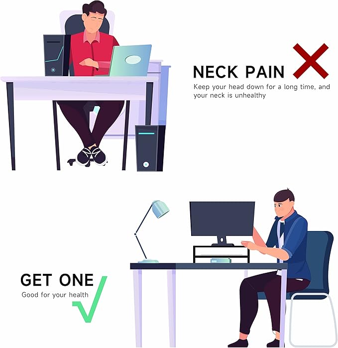 FITUEYES Monitor Stand - 2 Tier Computer Monitor Riser Shelf, Wood Desktop Stand for Laptop Computer Screen, Desk Organization, Office Supplies