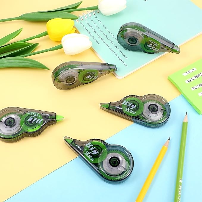 Yexiya 100 Pcs Correction Tapes Original Correction Wide Eraser Applicator Easy to Use Applicator Translucent Tapes Shows for Office Note Journal Scrapbooking, 0.2 Inch x 39.4 Feet