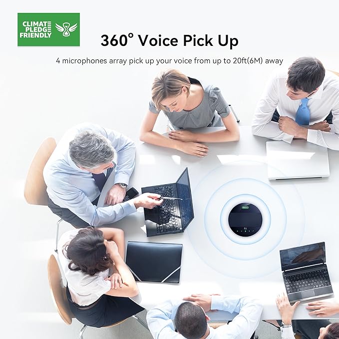 Tenveo MagiCall Conference Speaker with Microphone, Bluetooth/Wireless/USB omnidirectional Speakerphone Noise Cancelling Conference Call 360 Pickup for 10~15 People Online Meeting