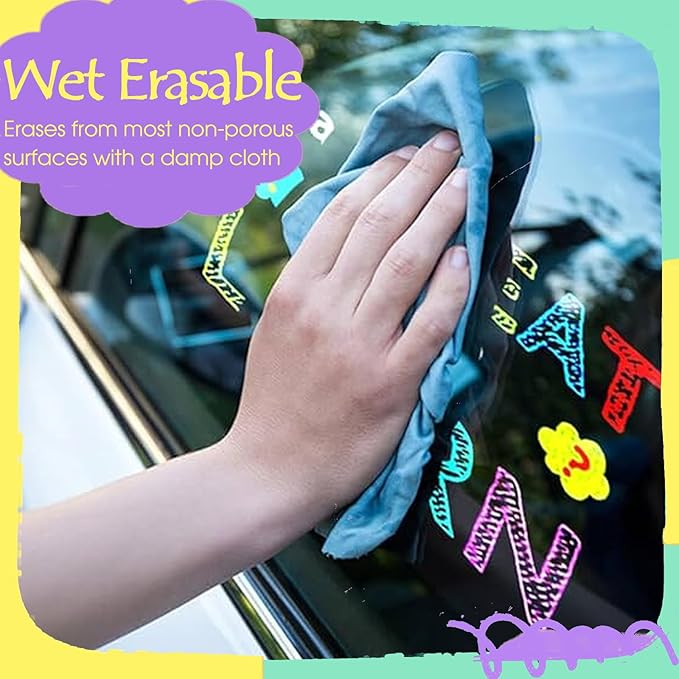 Window Chalk Markers for Cars Glass Washable, 8 Colors Macaron Jumbo Liquid Chalk Marker Pens with 10mm 3 in 1 Nib Wide Tip, Chalkboard Markers Car Window Paint Pen for Auto, Mirror, Poster