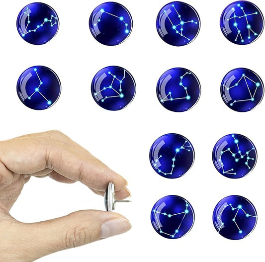 24Pcs Decorative Push Pins,Cute Push Pins,Cork Board Tacks,Cute Thumbtack for Office Decorative (24-Horoscope)