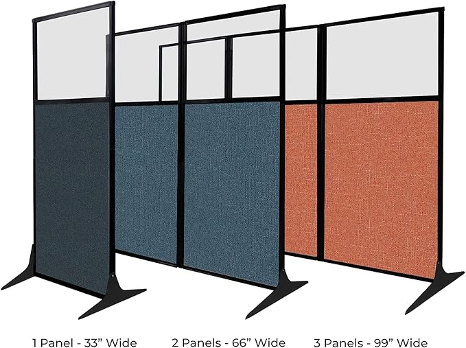 Versare Workstation Partition | Portable Wall Divider | Modern Office Cubicle | Free Standing Privacy Screen | Flexible Work Space | 66" x 70" Slate Fabric Panels