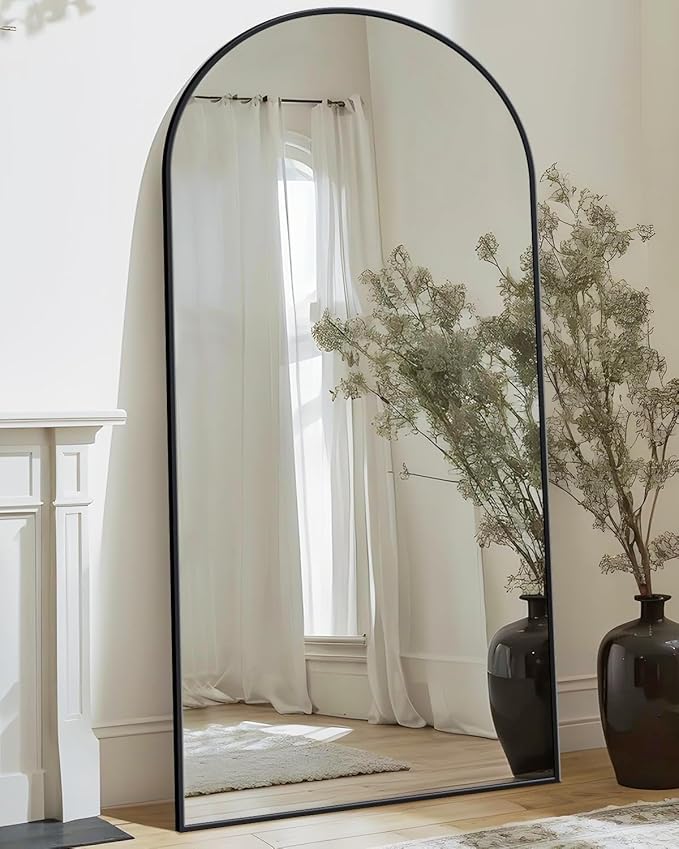 Antok Full Length Mirror, 71"x32" Arched Floor Mirror, Mirror Full Length with Stand, Wall Mounted Mirrors for Living Room Bedroom,Black