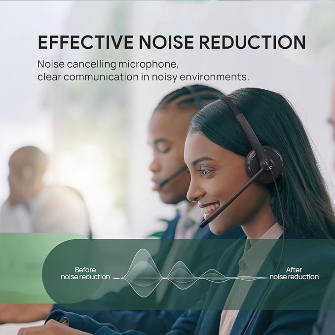 Yealink UH34 Wired Headset, Single Ear USB Headset with Noise Cancelling Mic, Teams Certified, Mono Headset for PC Laptop VoIP Phone, All Day Comfort Design, Mute Button, Busylight