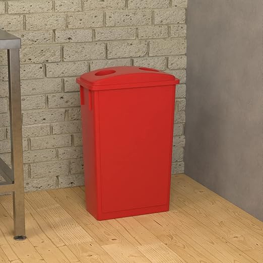 23 Gallon Red Slim Jim Trash Can with Bottle Lid