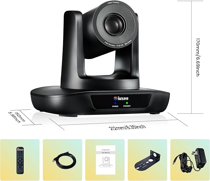 PTZ Camera 20X Optical Zoom Conference Room USB3.0 HDMI 1080P 60FPS Wide Angle for Video Conference Meeting Church Live Streaming Education Works with Zoom Webex OBS YouTube