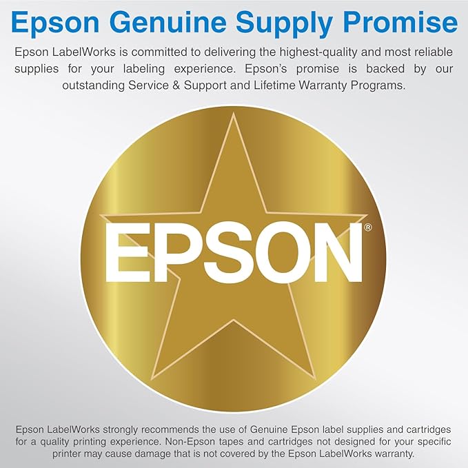 Epson LABELWORKS 218WMKPX Genuine PET (Polyester) Tape Cartridge - White on Matte Khaki Designer Craft Label Maker Tape - 3/4" (18MM) Wide, 26'