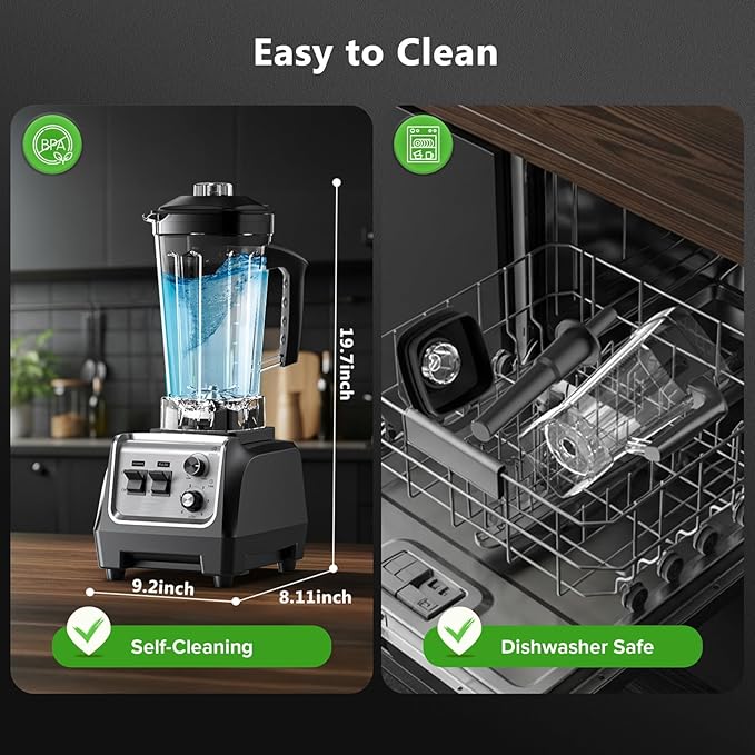 1800W Smoothie Blender and Grinder Combo 70OZ Large Capacity Countertop Blenders for Kitchen High Speed Blender for Smoothies Ice Crushing Frozen Drinks Puree