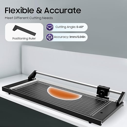 Rotary Trimmer Paper Cutter, 24Inch Manual Paper Trimmer for Crafting, Heavy Duty Rotary Papers Cutter Slider, Self-Sharpening Professional Cutting for Offices, Schools and Crafts