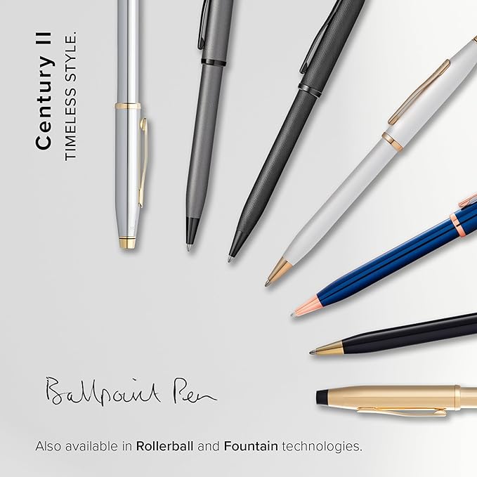 Cross Century II Refillable Ballpoint Pen Presented in a Luxury Gift Box - Medium Point, Black Ink, Lustrous Chrome
