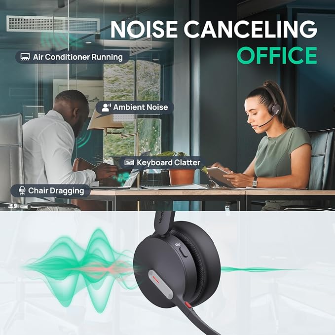 Yealink BH70 Dual Wireless Headset with Mic for Work, Bluetooth Headphone with Teams Certification, up to 35h Talk Time, 147g All-Day Wearing Comfort, Include USB-C/A Dongle & BHC70 Charging Stand