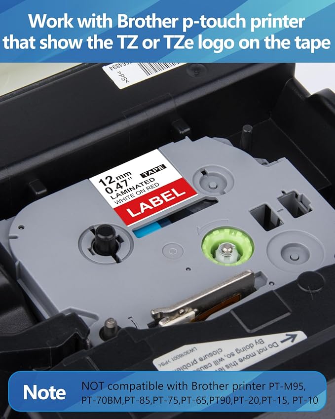 Weemay 3 Pack TZe435 12mm White on Red Laminated Label Tape Compatible with Brother Label Maker Tape TZe-435 TZe 435 TZ-435 TZ435 for PTouch PTD210 PTD220 PTH110BP PTD410 PTD600 Printer, 0.47" x 26.2'