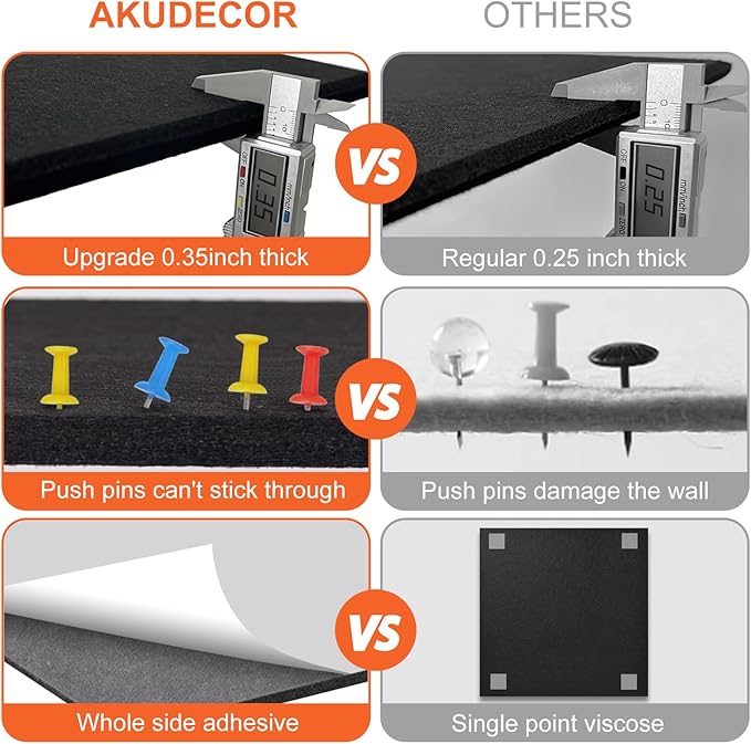 Cork Boards for Walls 48" x 36" Felt Board Alternative, 12 Pack Felt Wall Tiles Bulletin Board, Large Cork Board for Office Pin Board Tack Board Cork Boards