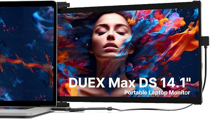 New Mobile Pixels Duex Max DS Portable Monitor, 14.1" FHD 1080P IPS Ultra Slim Laptop Screen Extender, USB A/USB C/HDMI Plug and Play Laptop Monitor, Windows/Mac/Android/Switch Compatible