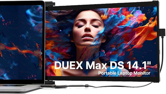 New Mobile Pixels Duex Max DS Portable Monitor, 14.1" FHD 1080P IPS Ultra Slim Laptop Screen Extender, USB A/USB C/HDMI Plug and Play Laptop Monitor, Windows/Mac/Android/Switch Compatible