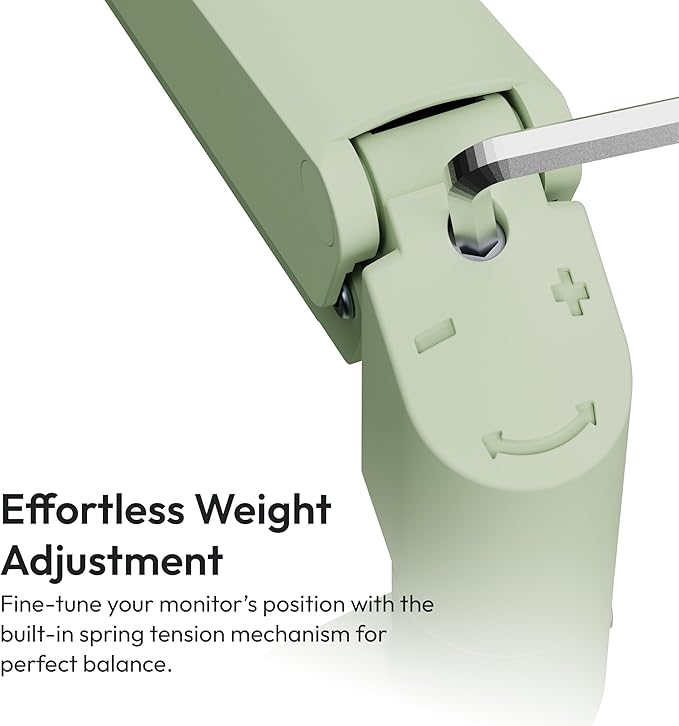 Pixio PS1S Wave Mint Green Single Monitor Arm Stand Desk Mount - Fits up to 32 inches Monitors and up to 19.8lbs. VESA Compatibility and Integrated Cable Management