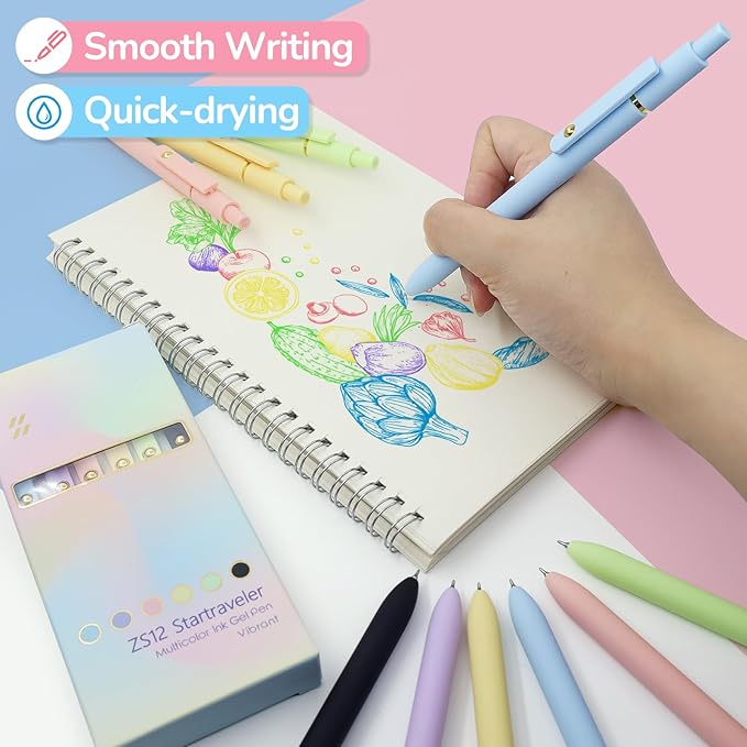 6 Pcs Colored Pens Colorful Pens 0.5mm Colored Ink Gel Pen Fine Point Smooth Writing Pen for Journaling and Note Taking Office School Supplies Gifts for Teacher Nurse (6 Pcs Vibrant Gold)