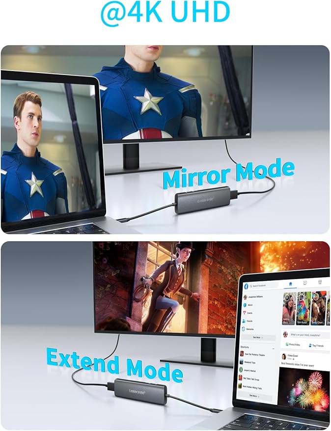 Lemorele USB C Hub 8-in-1 Adapter, USB-C Hub with 4K HDMI Output, 100W Power Delivery, USB 3.0 5Gbps Port, SD/TF Card Reader Adpater, Compatible for MacBook Pro, XPS, Chromebook and More(Blue)